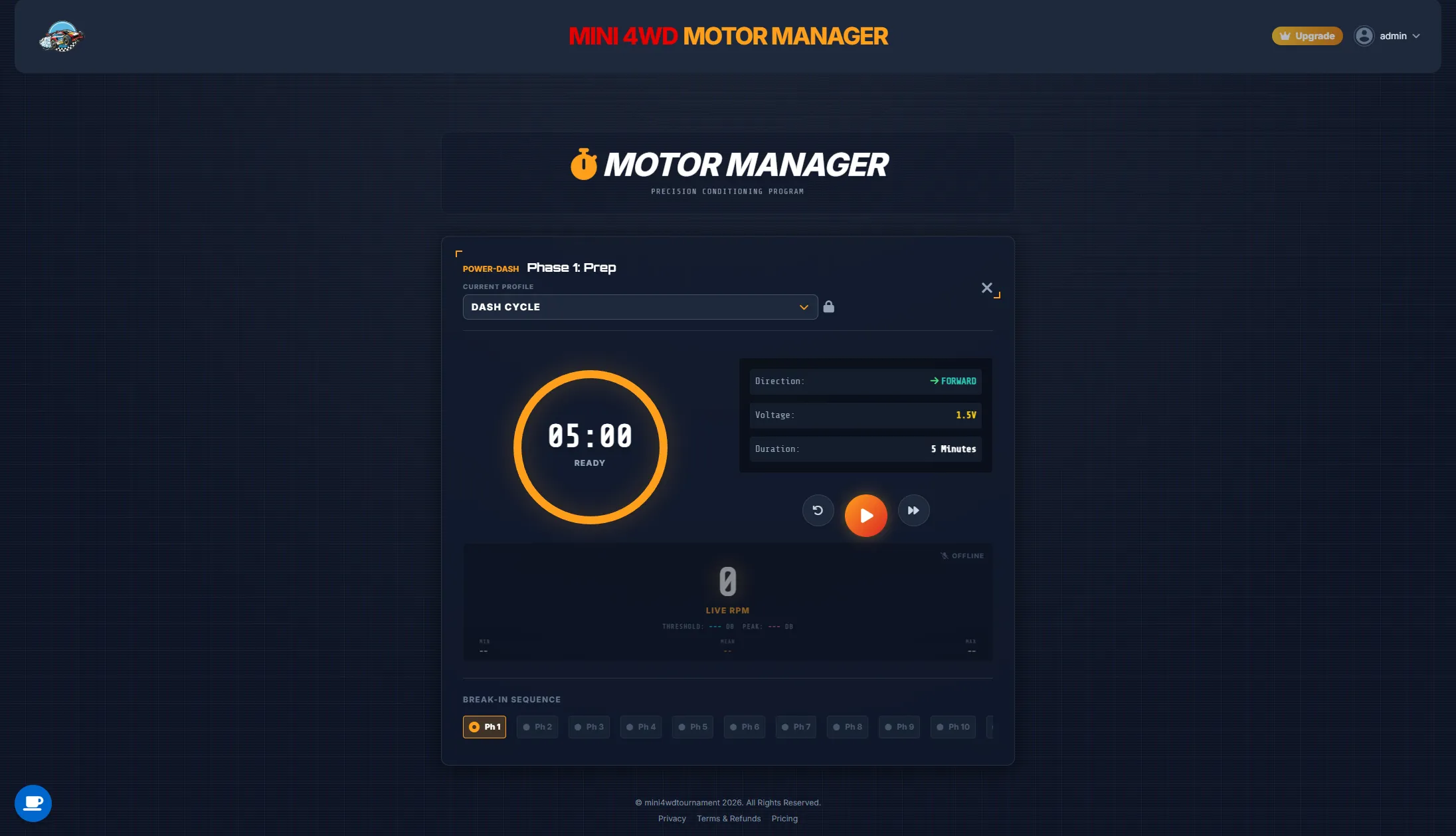 Motor Manager — Guided break-in schedules